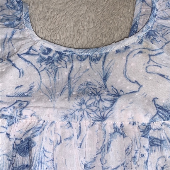 GAP Blue & White Wrap Dress 6-12M Ducks and Floral Print - Picture 2 of 14